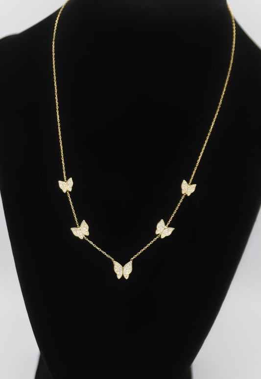 'Butterfly Bling' Gold Necklace