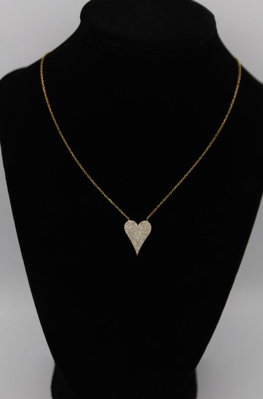 Gold Pave Heart Necklace