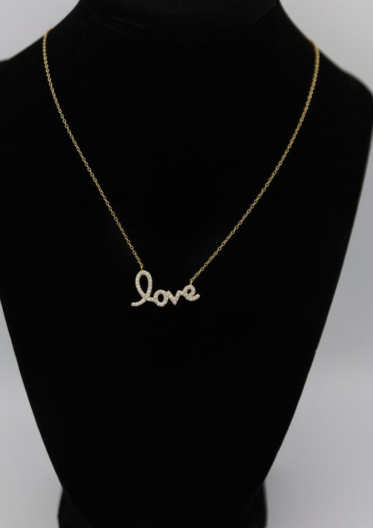 Gold Cursive 'Love' Necklace