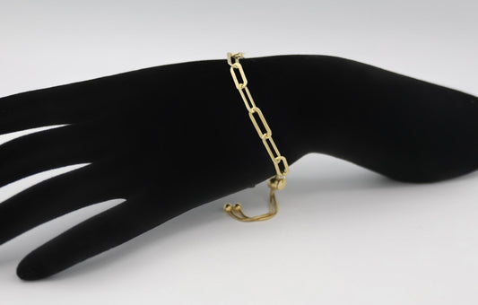 Gold Paperclip Bolo Bracelet