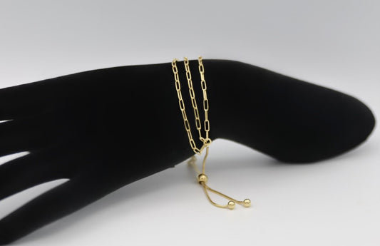 Gold Triple Paperclip Bolo Bracelet