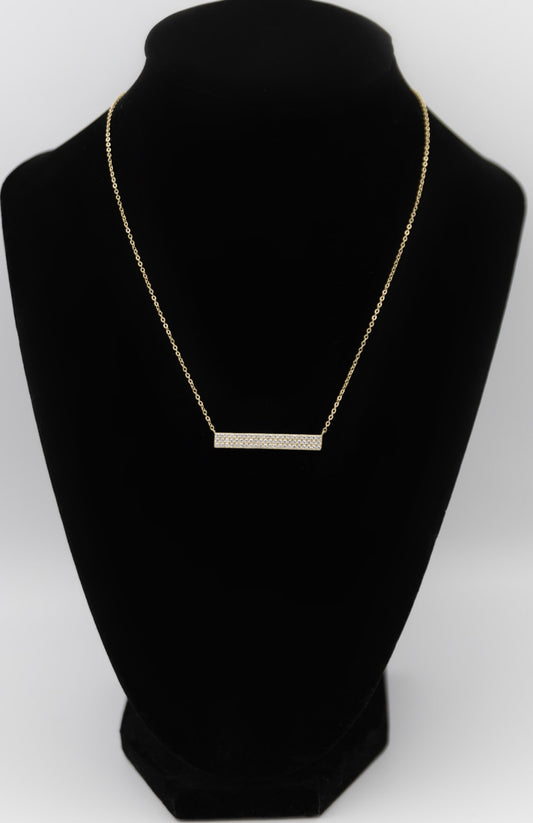 Gold Crystal Bar Necklace