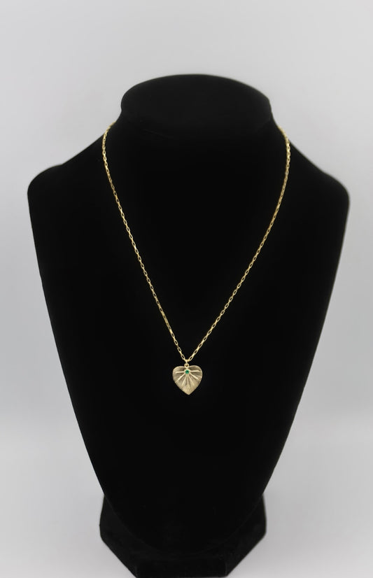 Emerald Stone Gold Heart Necklace