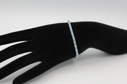 'Skipping Stones' Turquoise Blue/Silver Tennis Bracelet