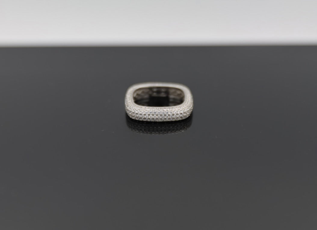 Silver Square Pavè Ring