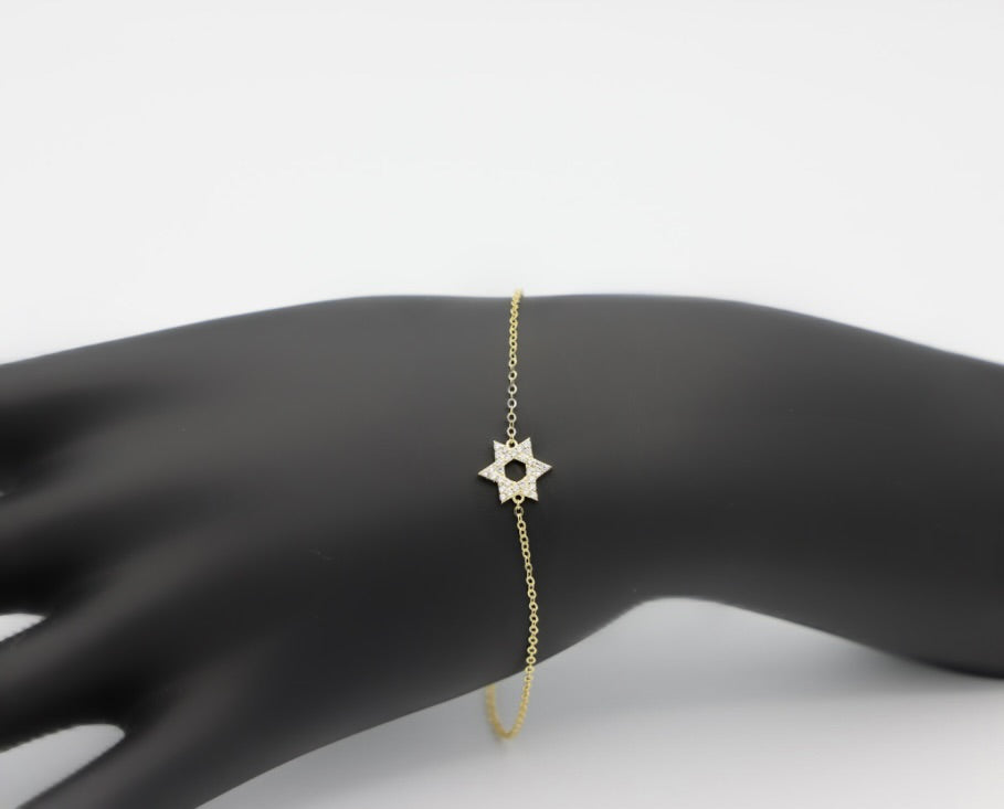 Silver Crystal Star of David Bracelet