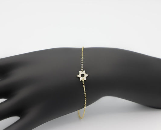 Gold Crystal Star of David Bracelet