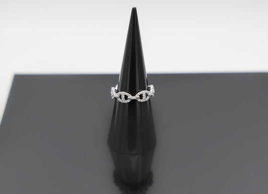 Silver Crystal Link Ring