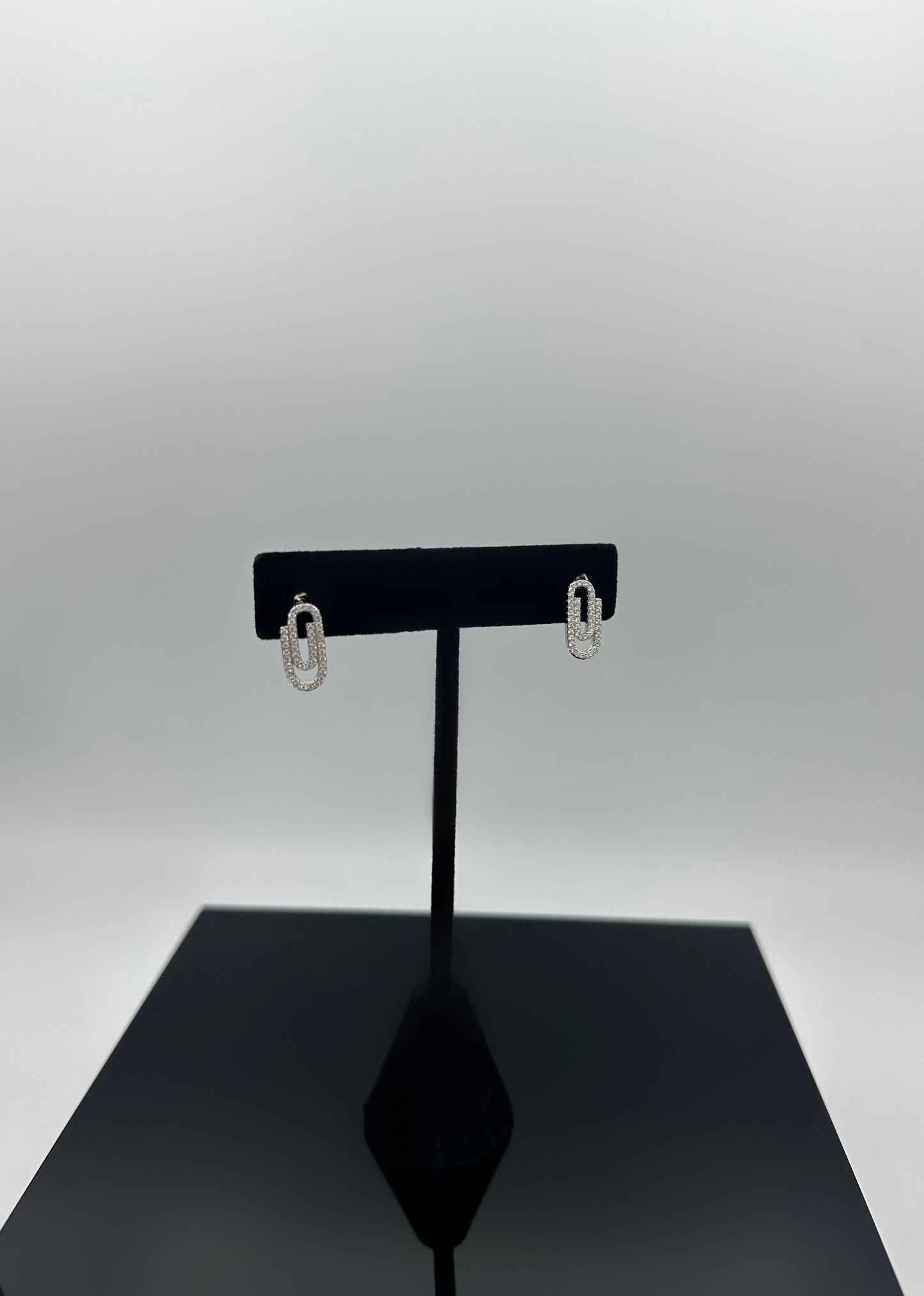 Silver Crystal Paperclip Earring