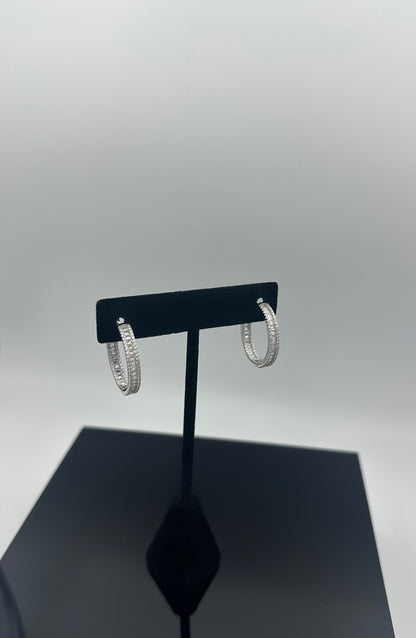 Silver Baguette Hoops