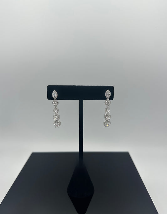 Silver Diamond Drop Earring