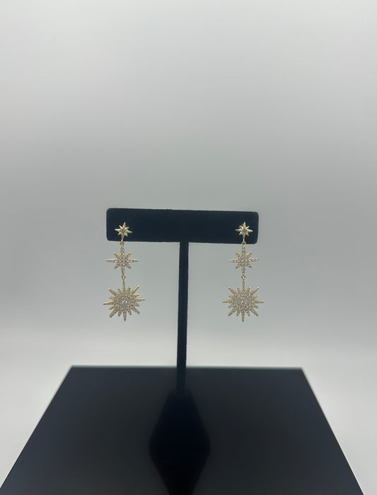 Gold Crystal Star Drop Earrings