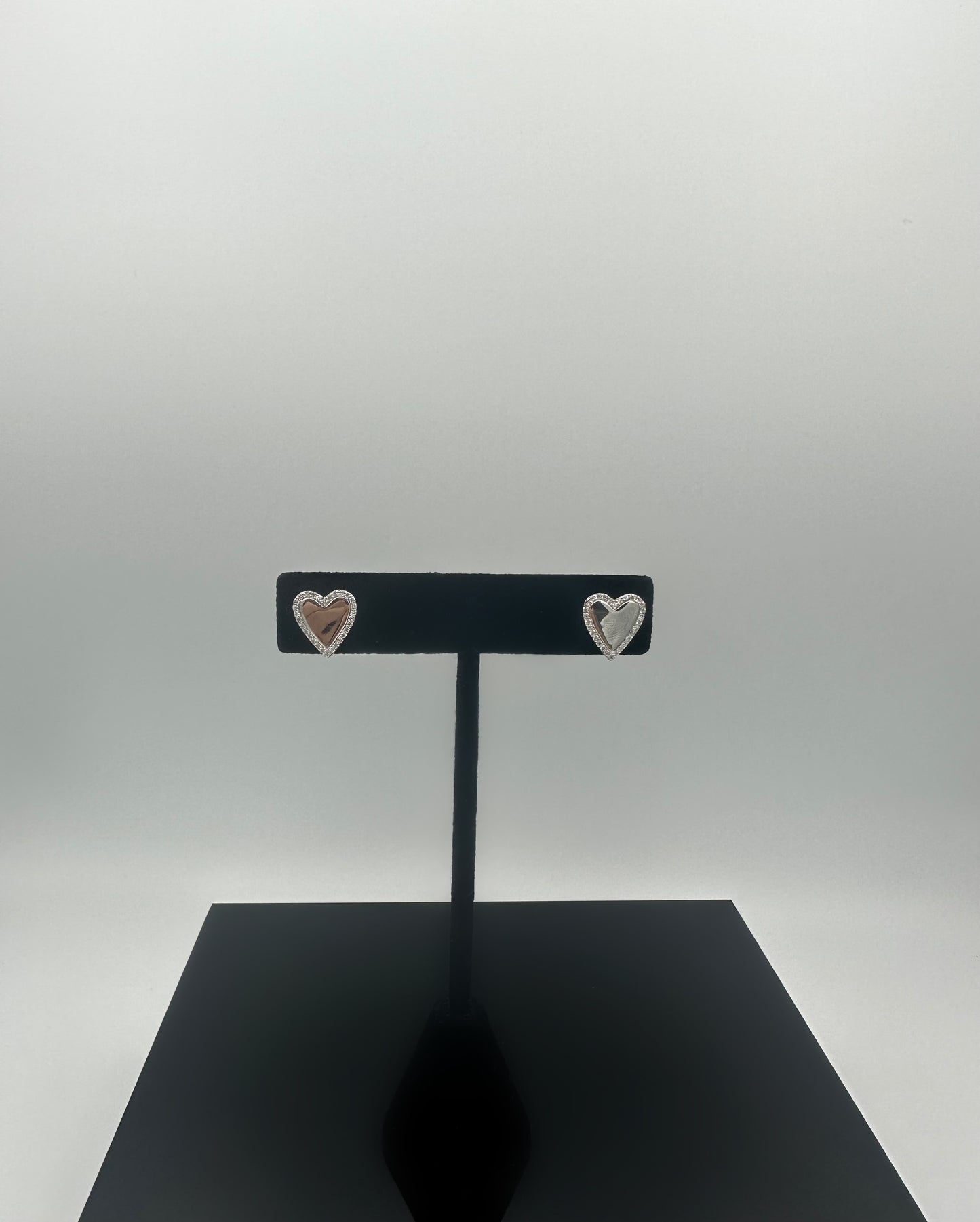 Silver Mirror Heart Studs