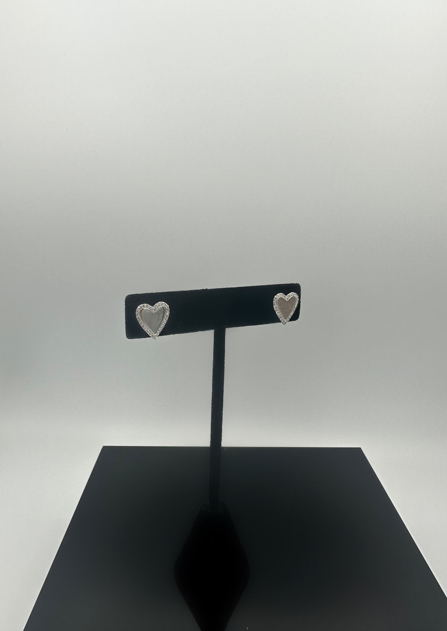 Silver Mirror Heart Studs