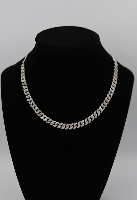 Silver Adjustable/Reversible Pave Chain Necklace